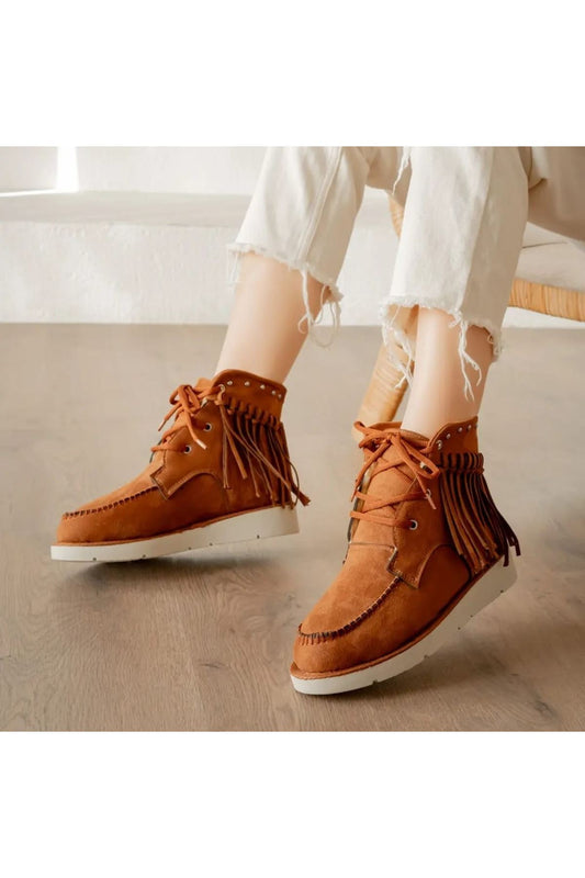 Trula Brown Suede Lace Up Boots