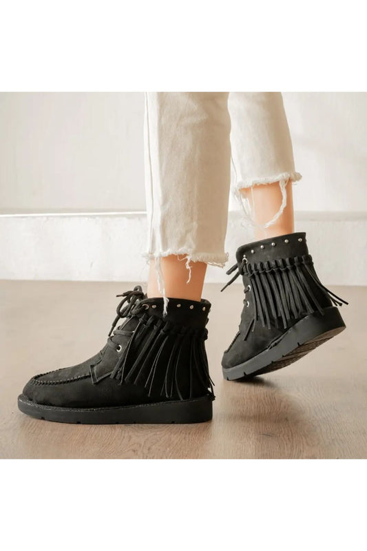 Trula Black Suede Lace Up Boots