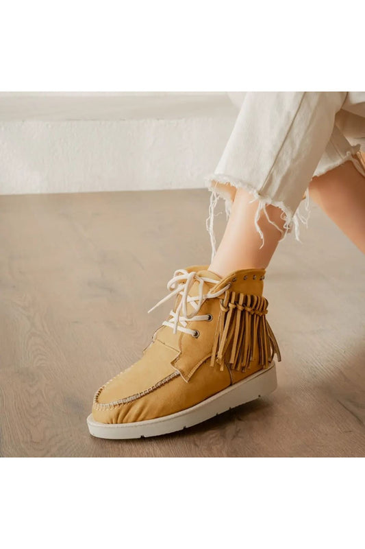 Trula Mustard Suede Lace Up Boots