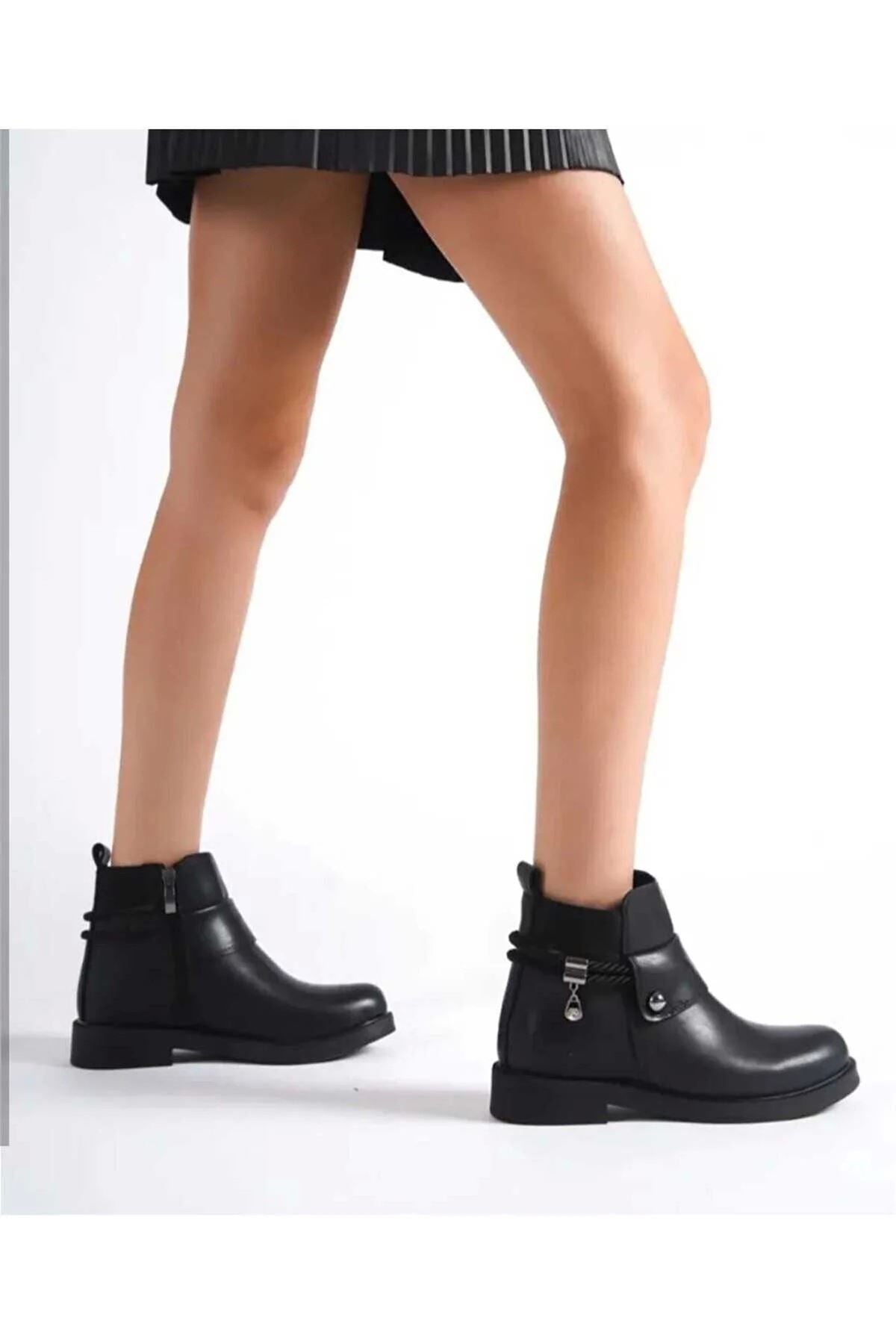 Black Leather Heeled Boots
