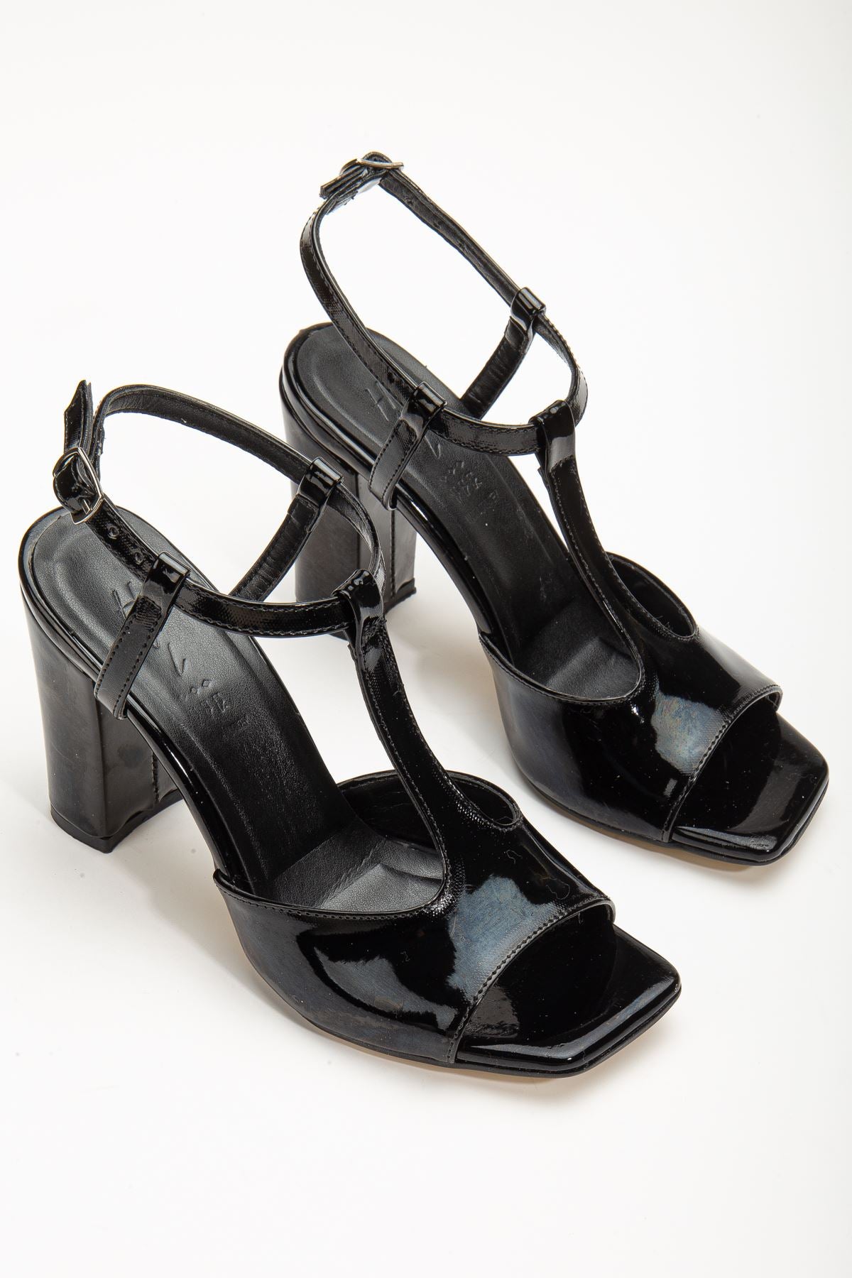 Heeled Black Patent Leather Women's Shoes