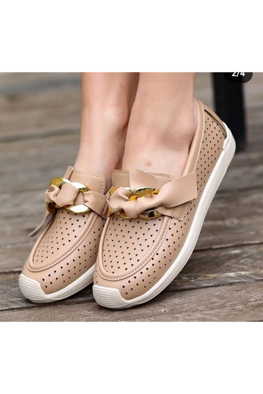 Women's Nude Leather Loafer