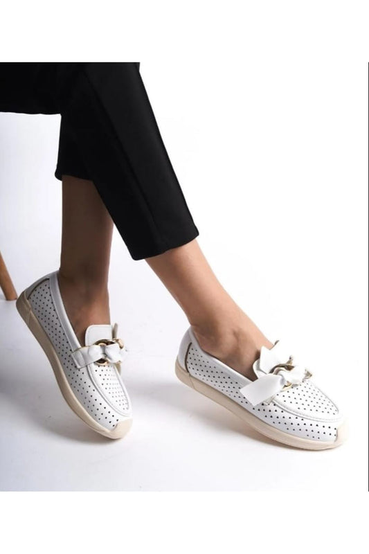 Women's White Leather Loafer