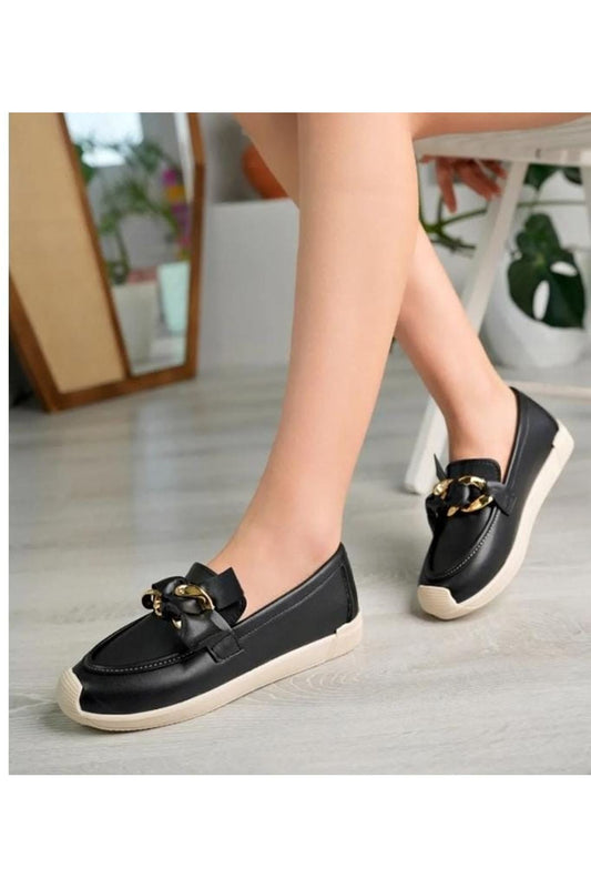 Women's Black Leather Loafer