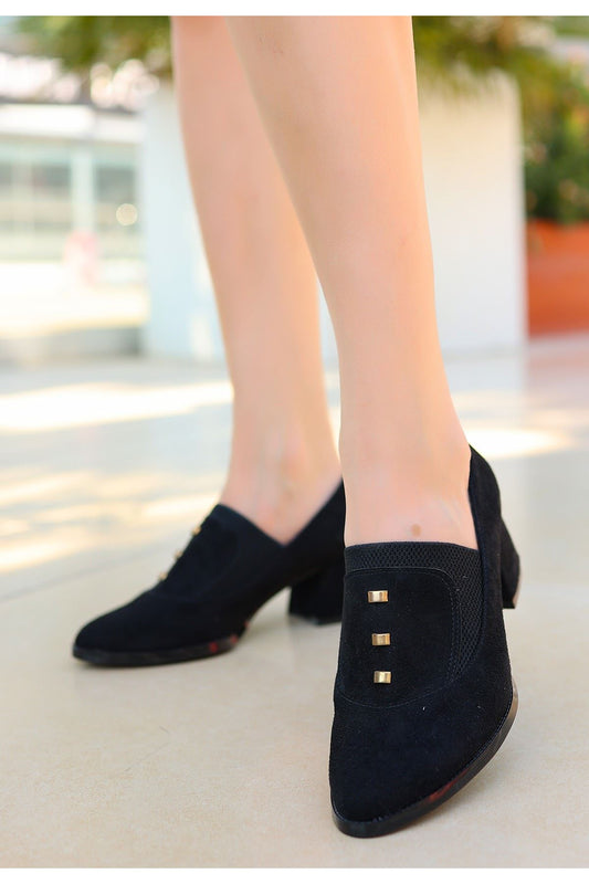 Women's Black Suede High Heel Shoes