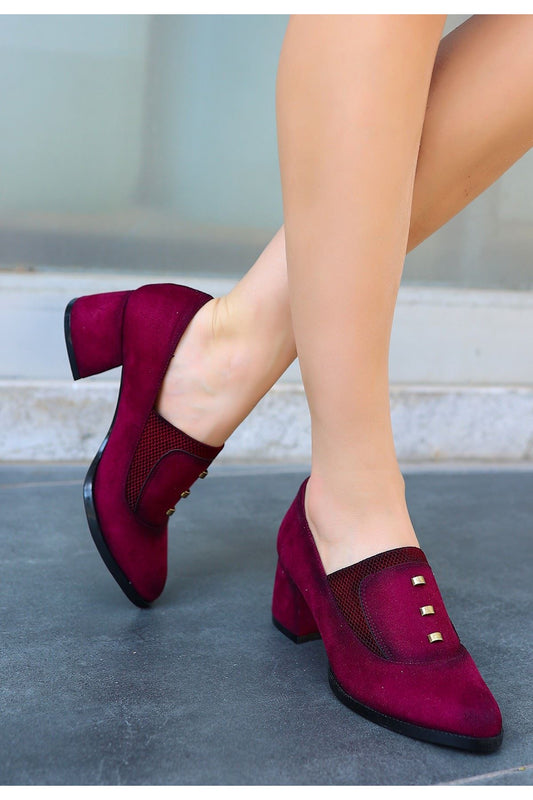 Women's Burgundy Suede High Heel Shoes