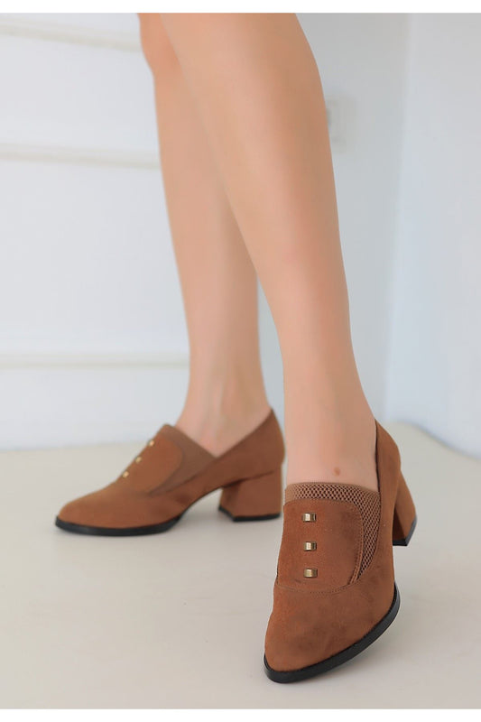 Women's Tan Suede High Heel Shoes