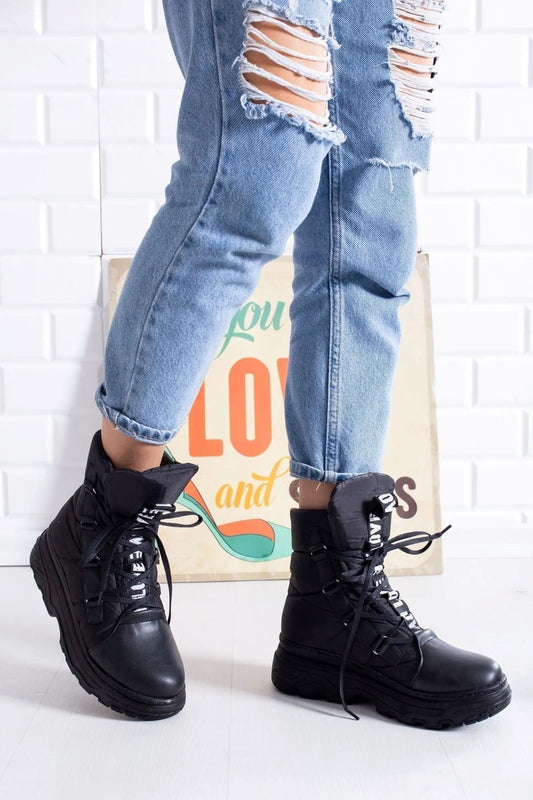 Black Parachute Lace-Up Women's Snow Boots