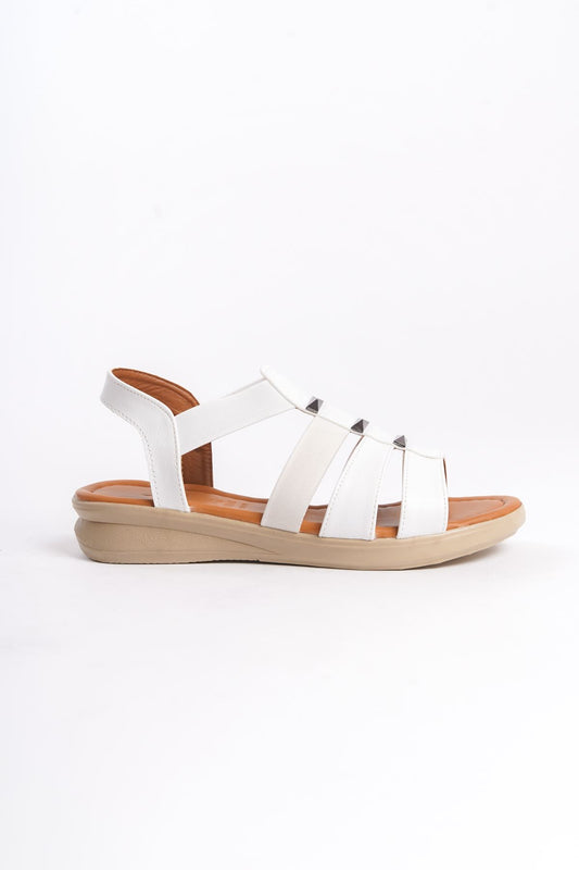 White Matte Leather Women's Sandals