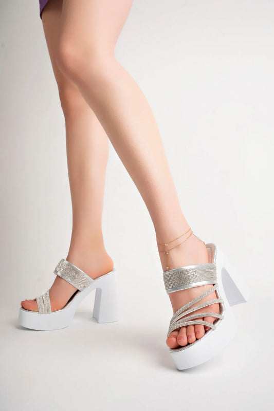 Women's Classic Platform White Leather Slipper