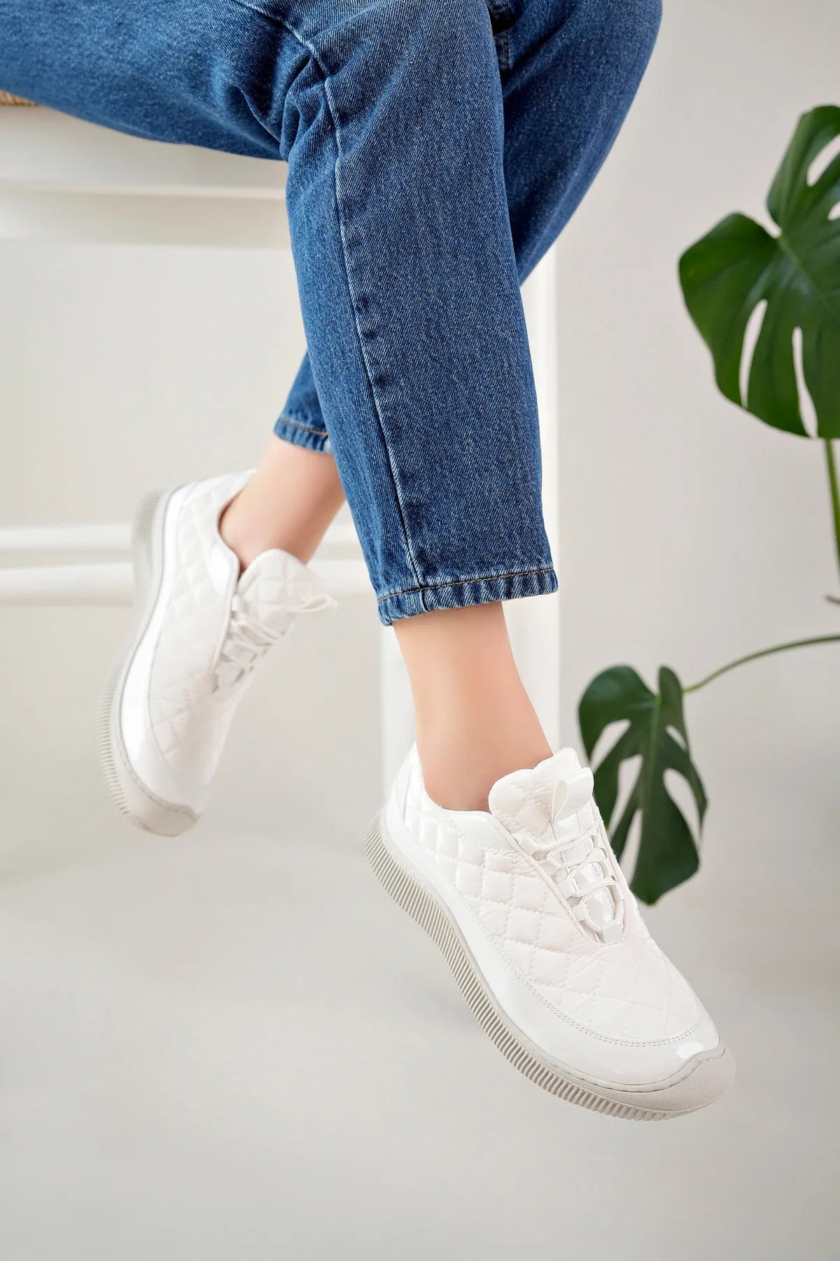 Women's Rubber Sole Casual White Casual Sneakers