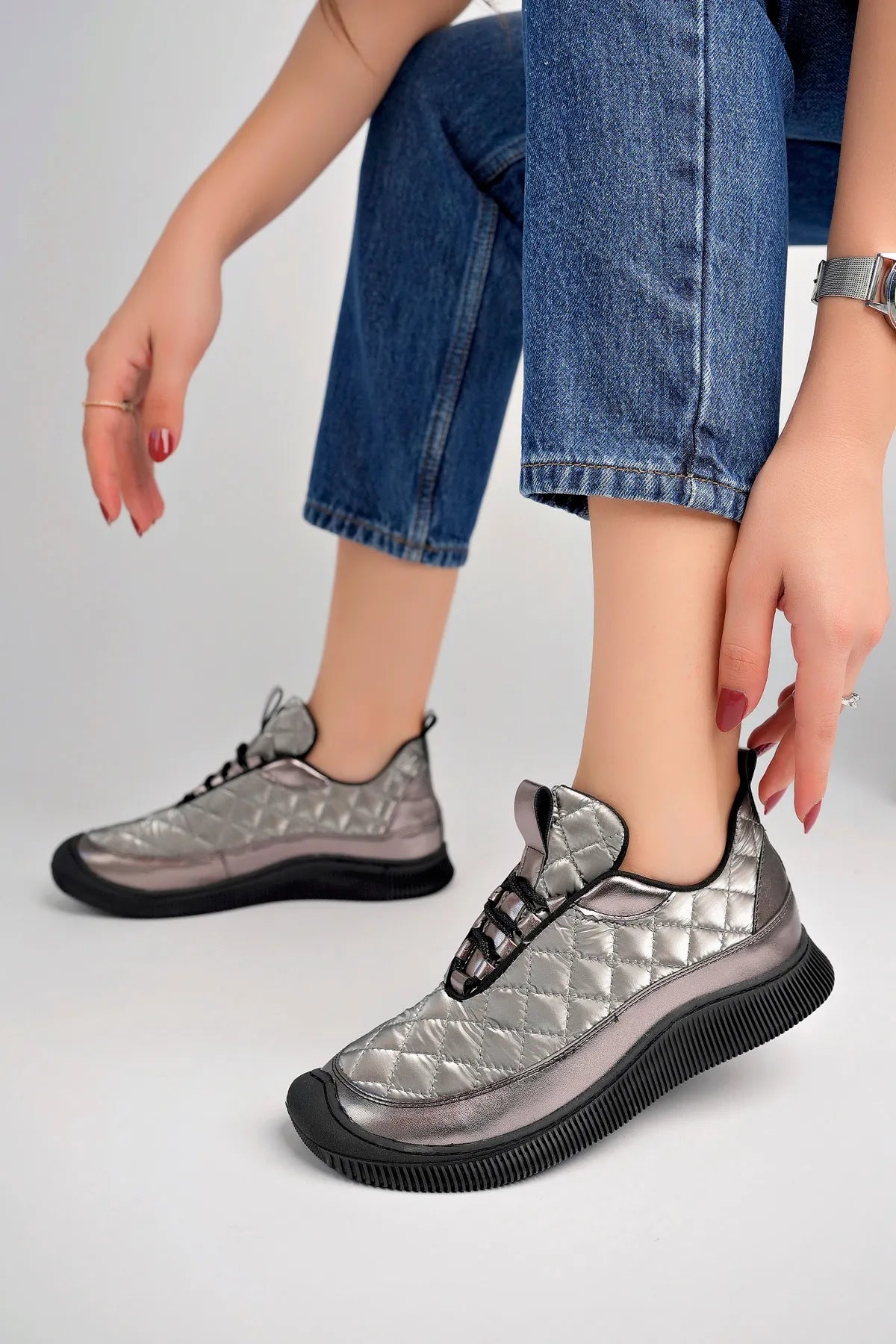 Women's Rubber Sole Casual Platinum Casual Sneakers