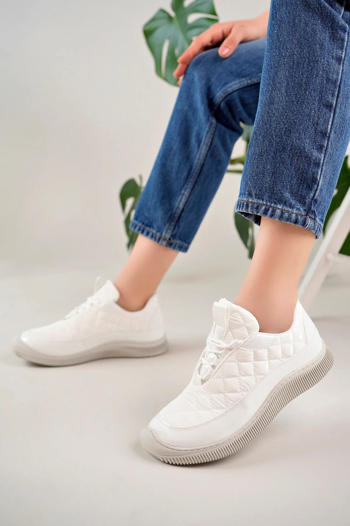 Women's Rubber Sole Casual White Casual Sneakers