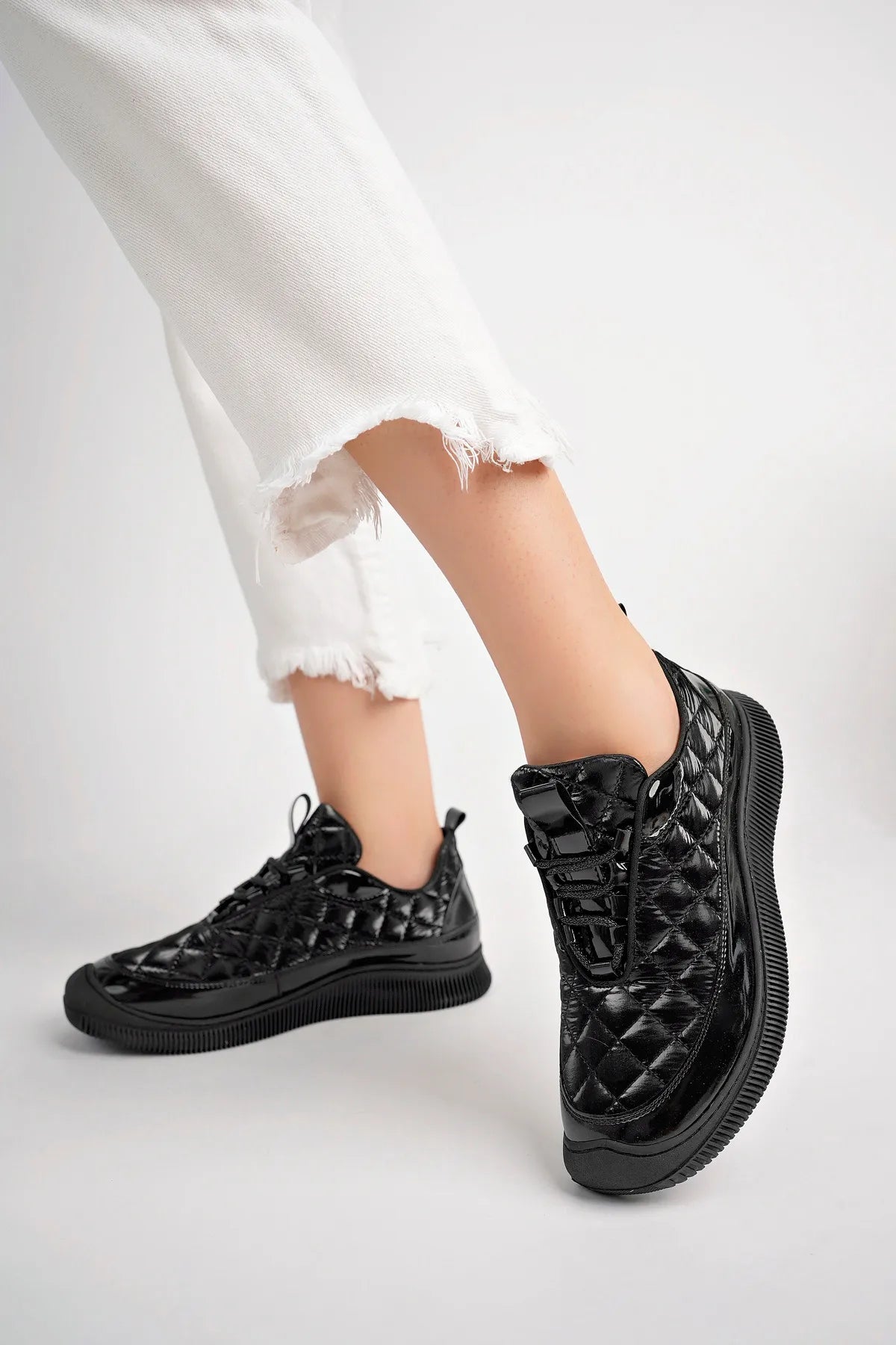 Women's Rubber Sole Casual Black Casual Sneakers