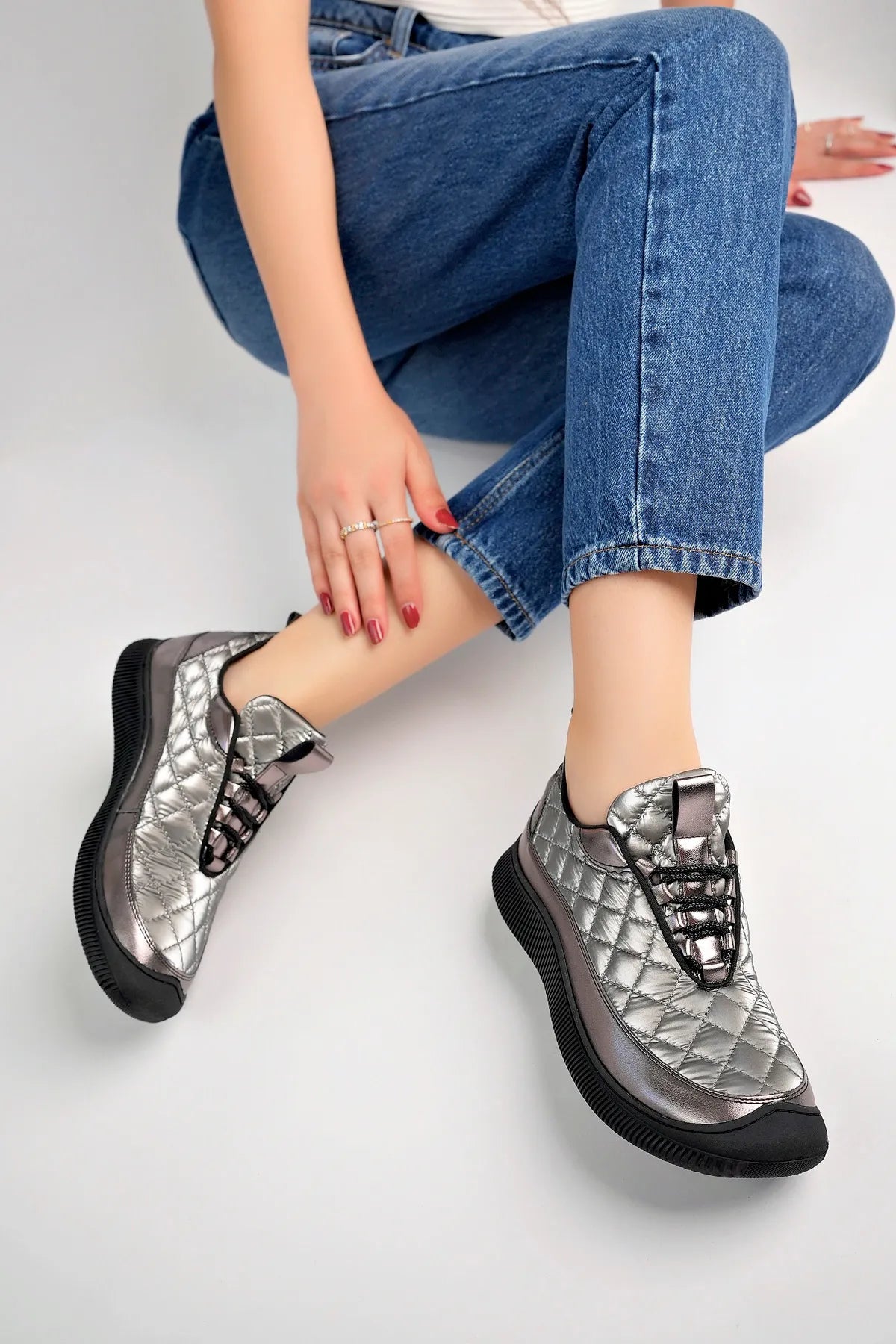 Women's Rubber Sole Casual Platinum Casual Sneakers