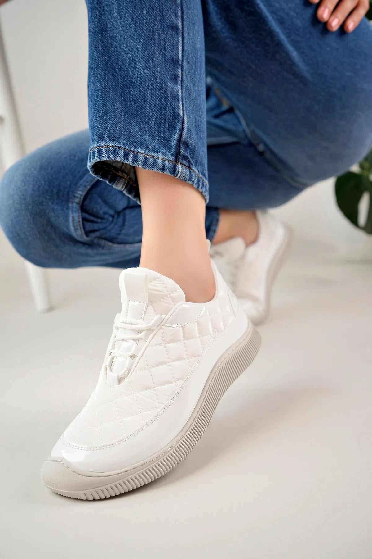 Women's Rubber Sole Casual White Casual Sneakers