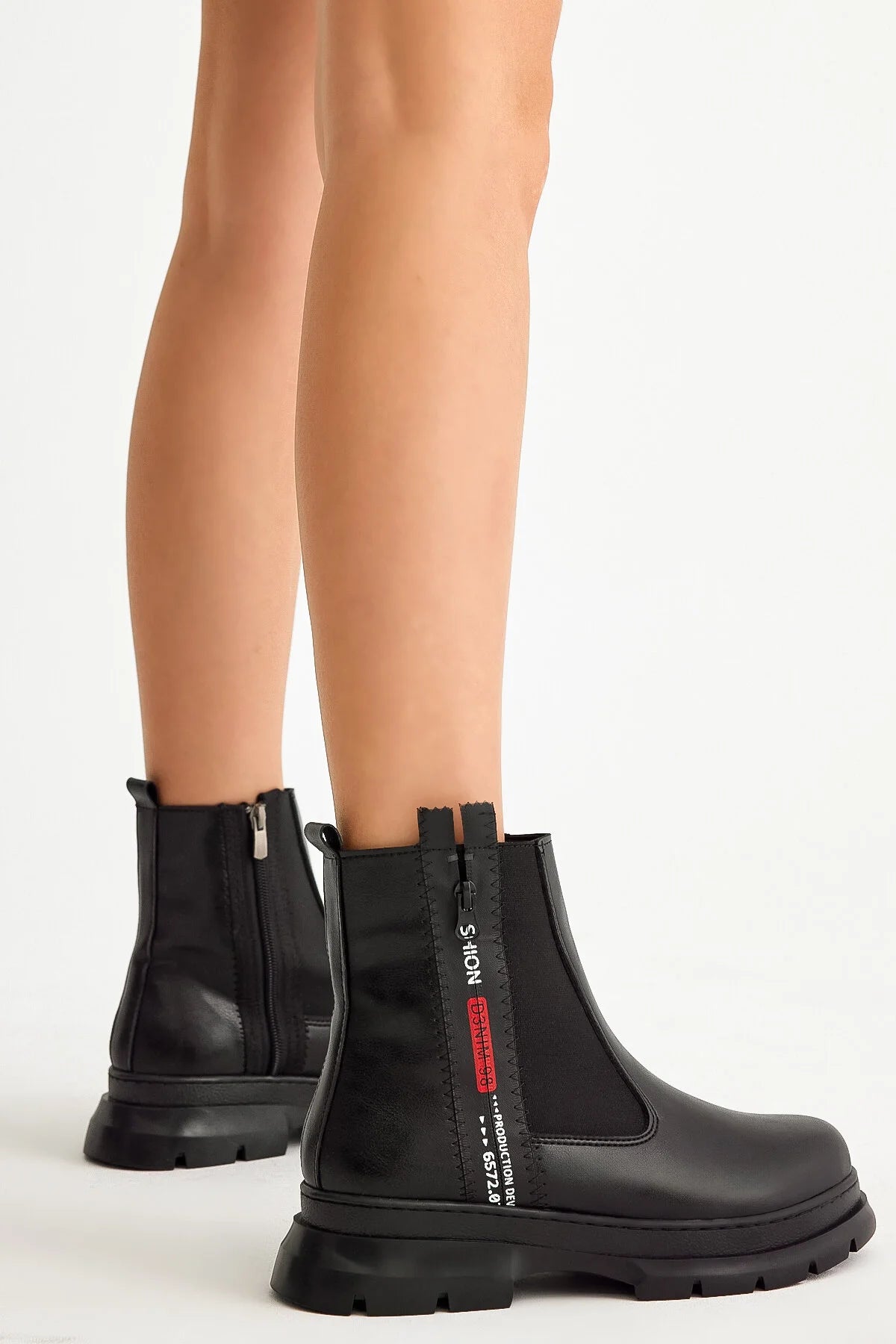 Women's Leather Zipper Detailed Women's Boots