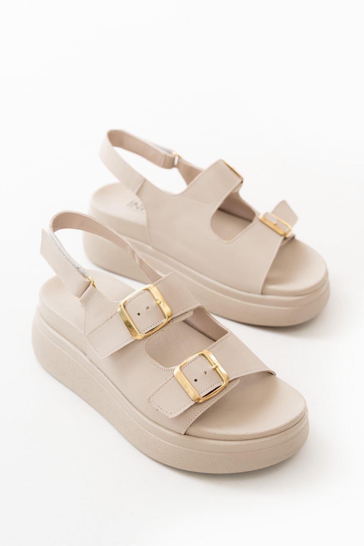 Beige Wedge Heel Women's Sandals