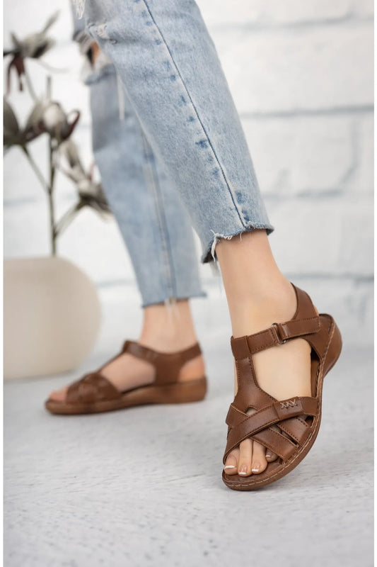 Anatomical Orthopedic Genuine Leather Comfortable Sole Women Slipper Sandals