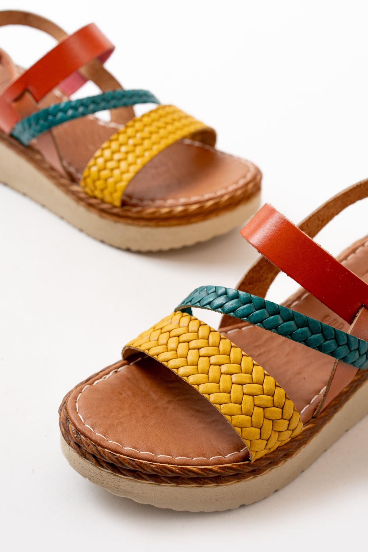 Multi-Color Orthopedic Genuine Leather Padding Women's Sandals