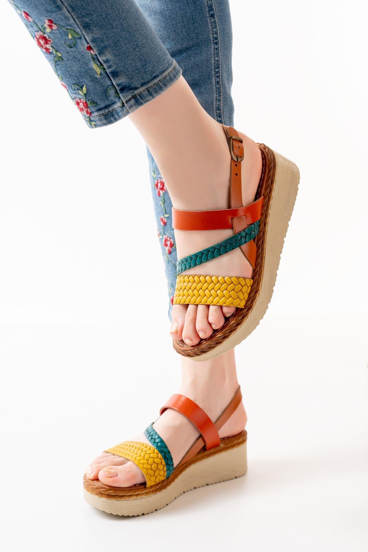 Multi-Color Orthopedic Genuine Leather Padding Women's Sandals