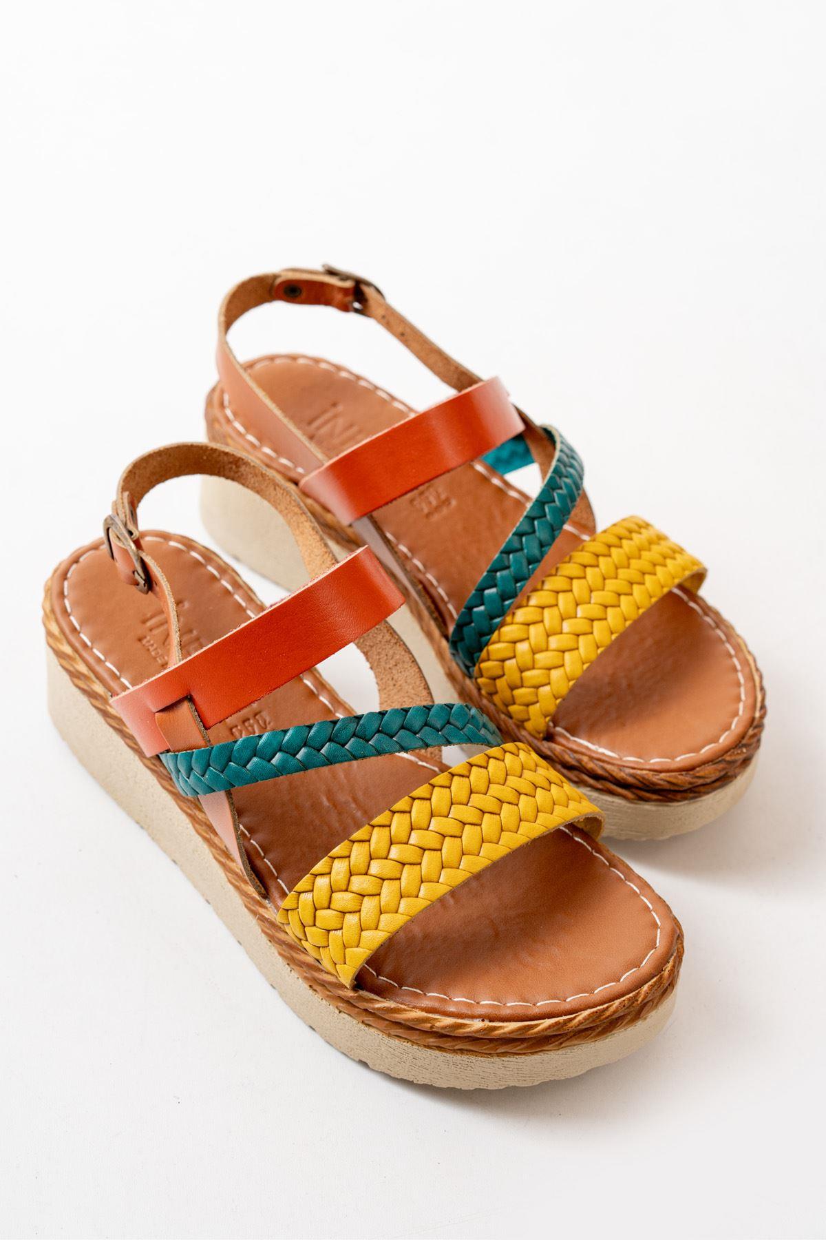 Multi-Color Orthopedic Genuine Leather Padding Women's Sandals