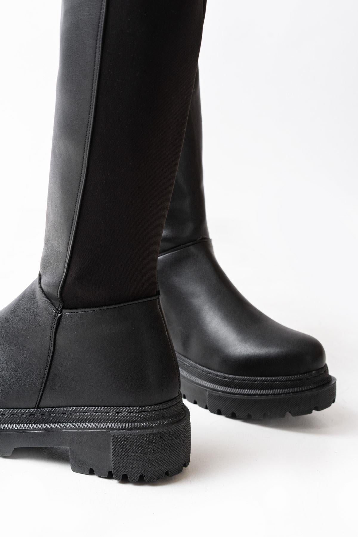 Black Back Stretch Zipper Casual Women's Boots