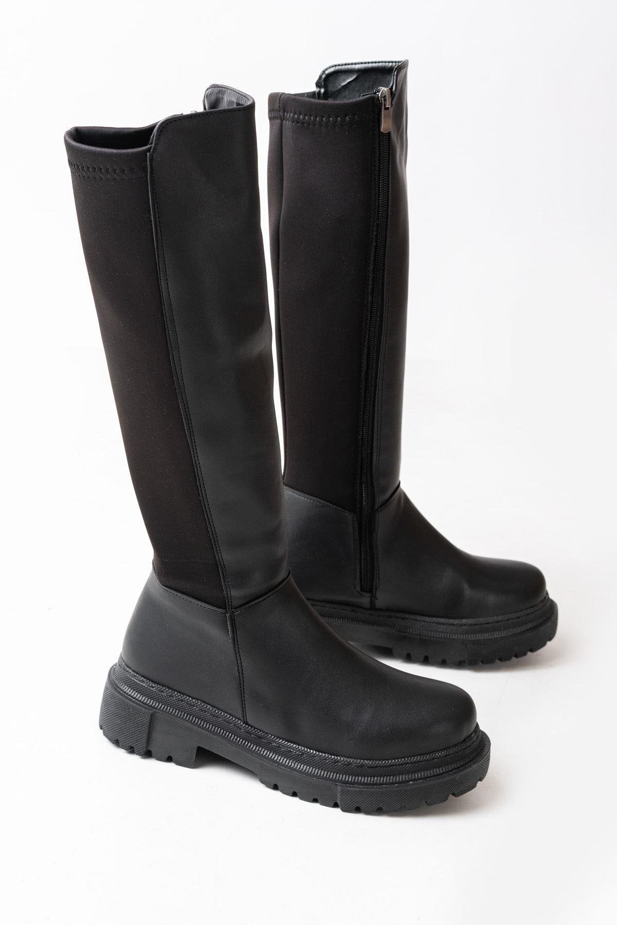 Black Back Stretch Zipper Casual Women's Boots