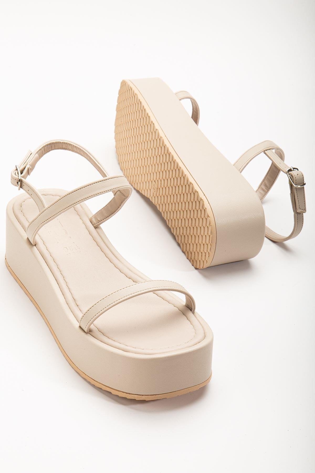 Beige Wedge Heel Women's Sandals