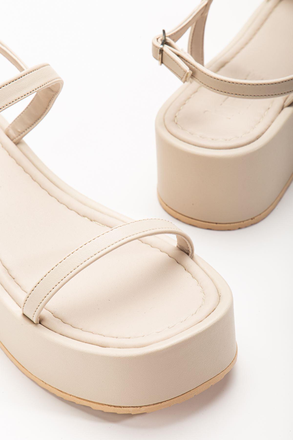 Beige Wedge Heel Women's Sandals