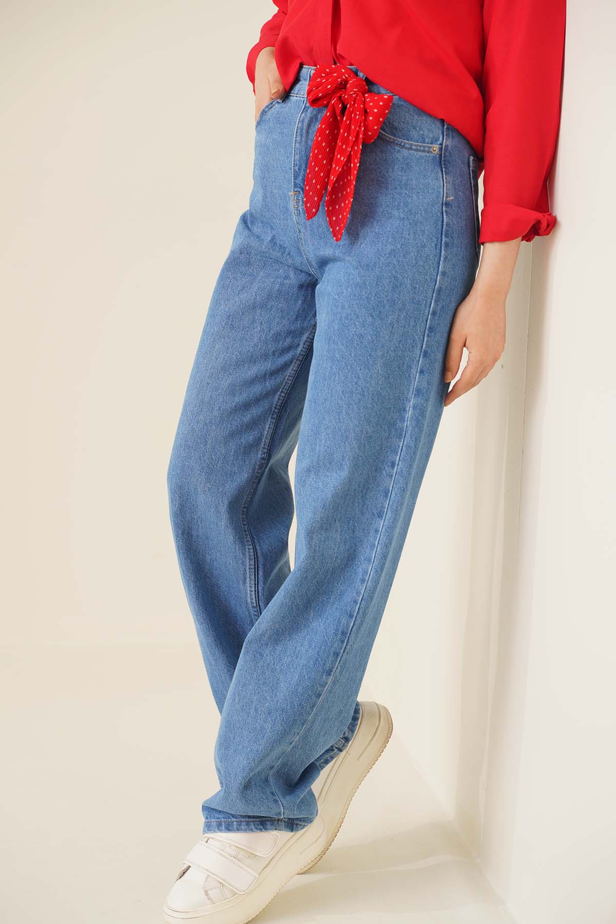 Straight Leg Open Denim Jeans