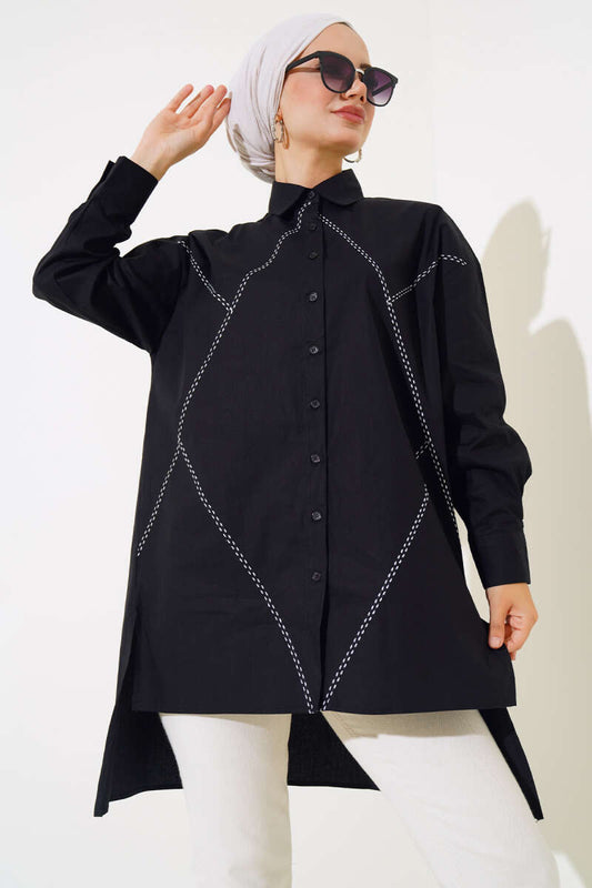 Basic Patterned Shirt - Black