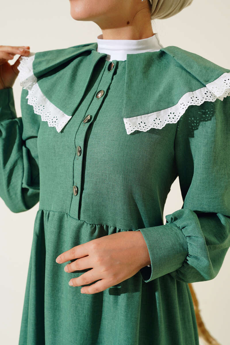 Baby Collar Lace Dress Green