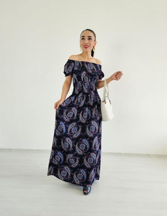 Waist Gipel Dress-new navy blue