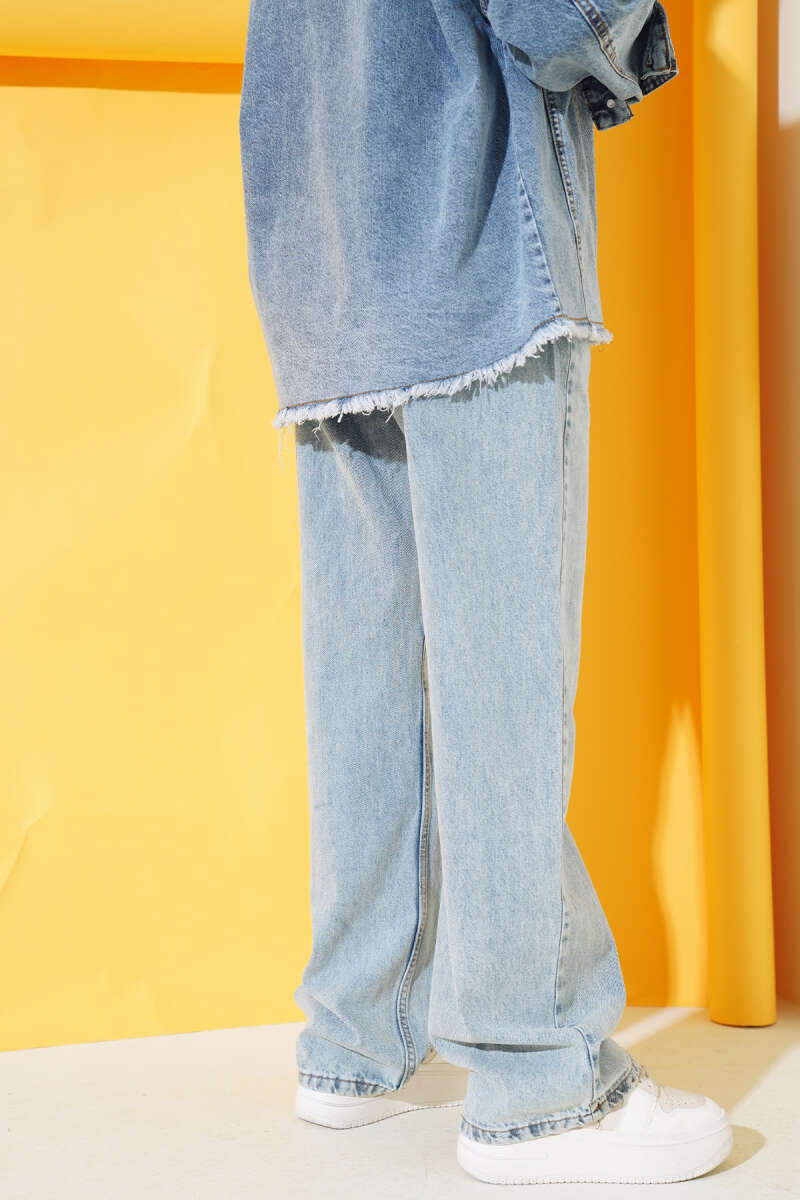 Straight Leg Light Blue Snow Jeans