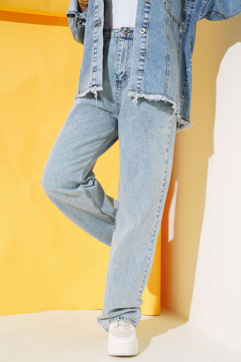 Straight Leg Light Blue Snow Jeans