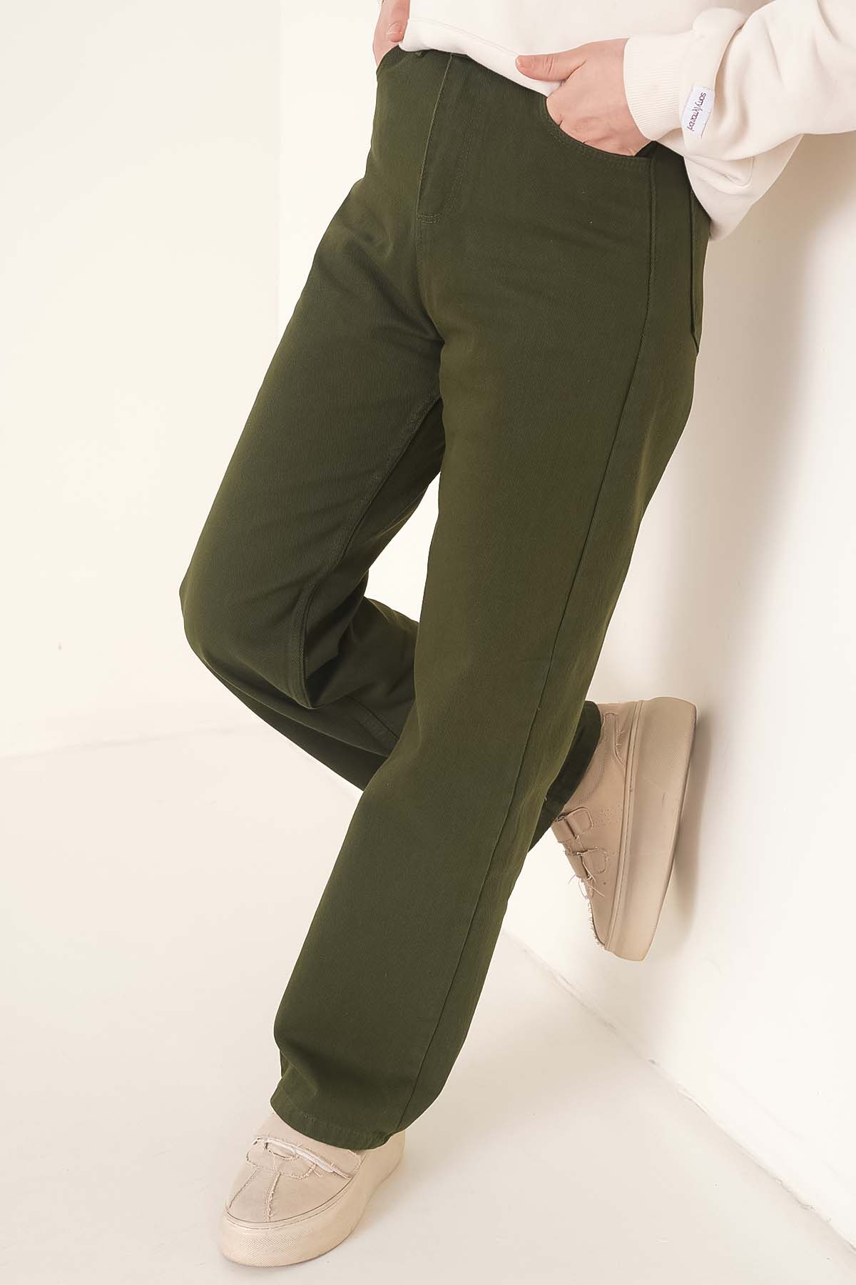 Straight Leg Khaki Jeans