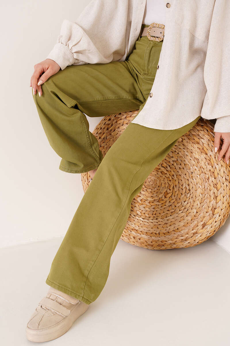 Straight Leg Oil Green Jeans