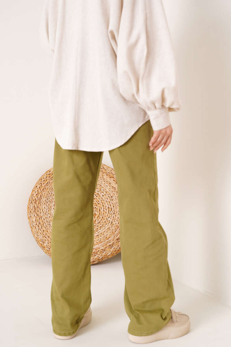 Straight Leg Oil Green Jeans