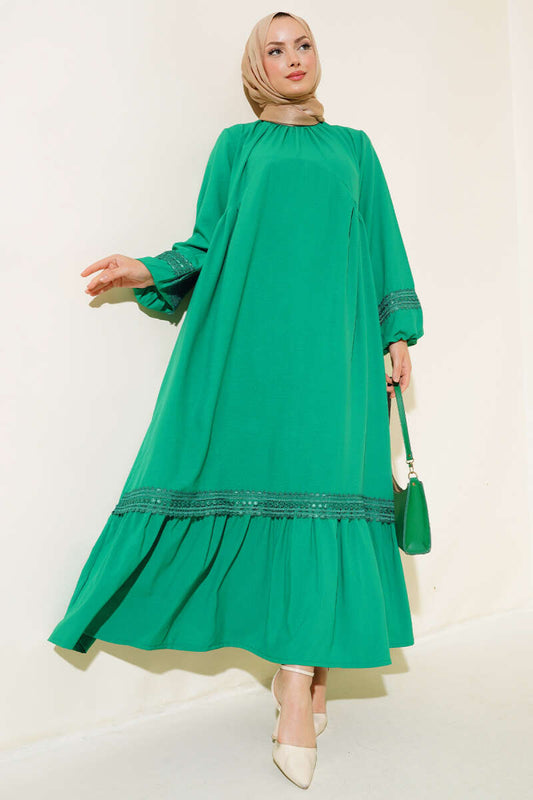 Lace Detailed Dress - Green