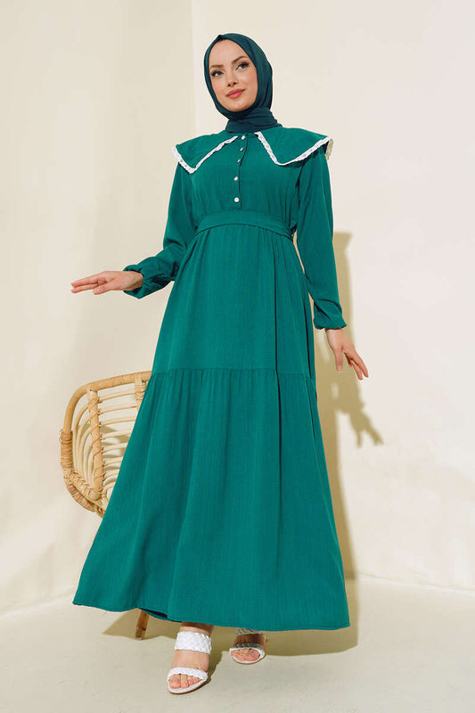 Sailor Collar Dress Emerald Green