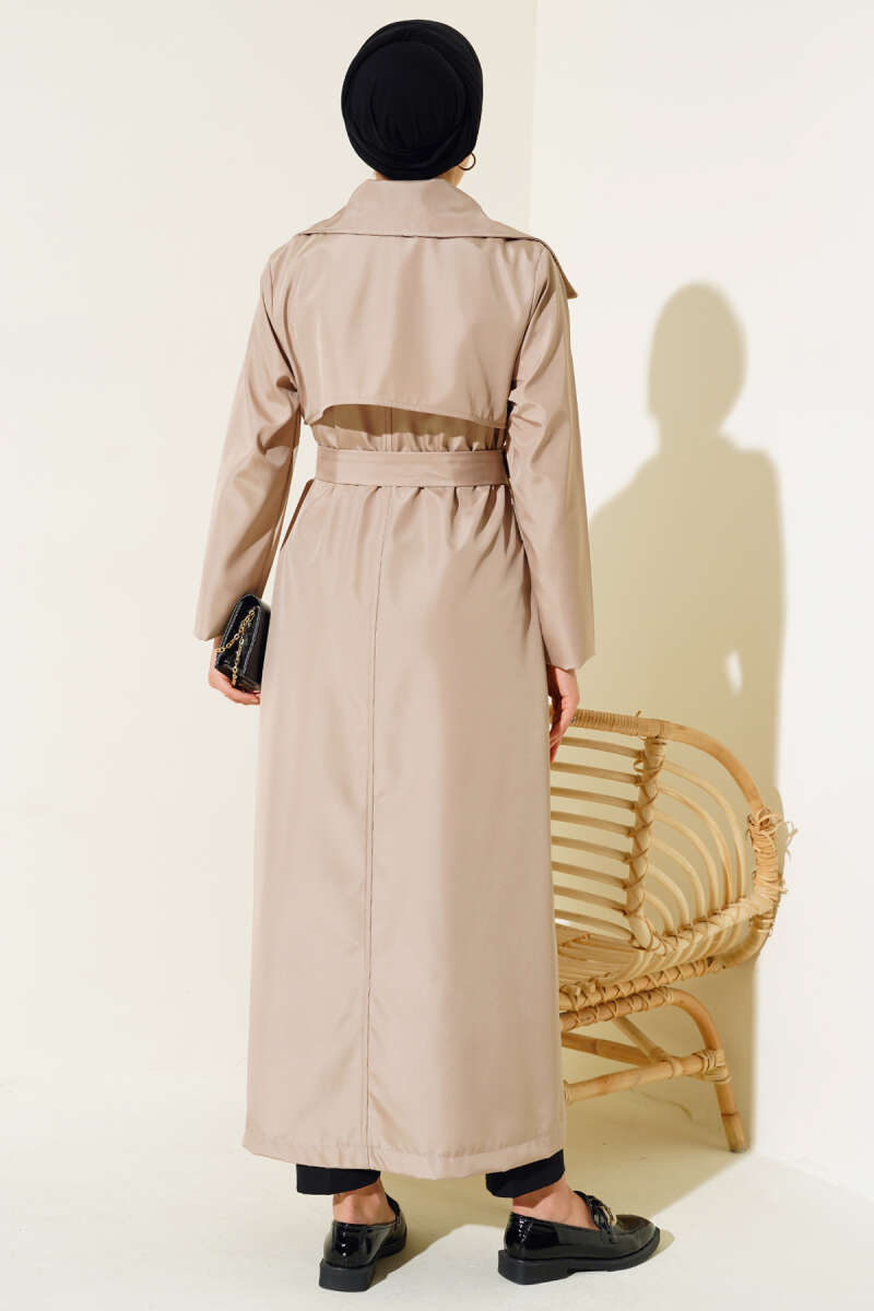 Buttoned Trench Coat - Beige