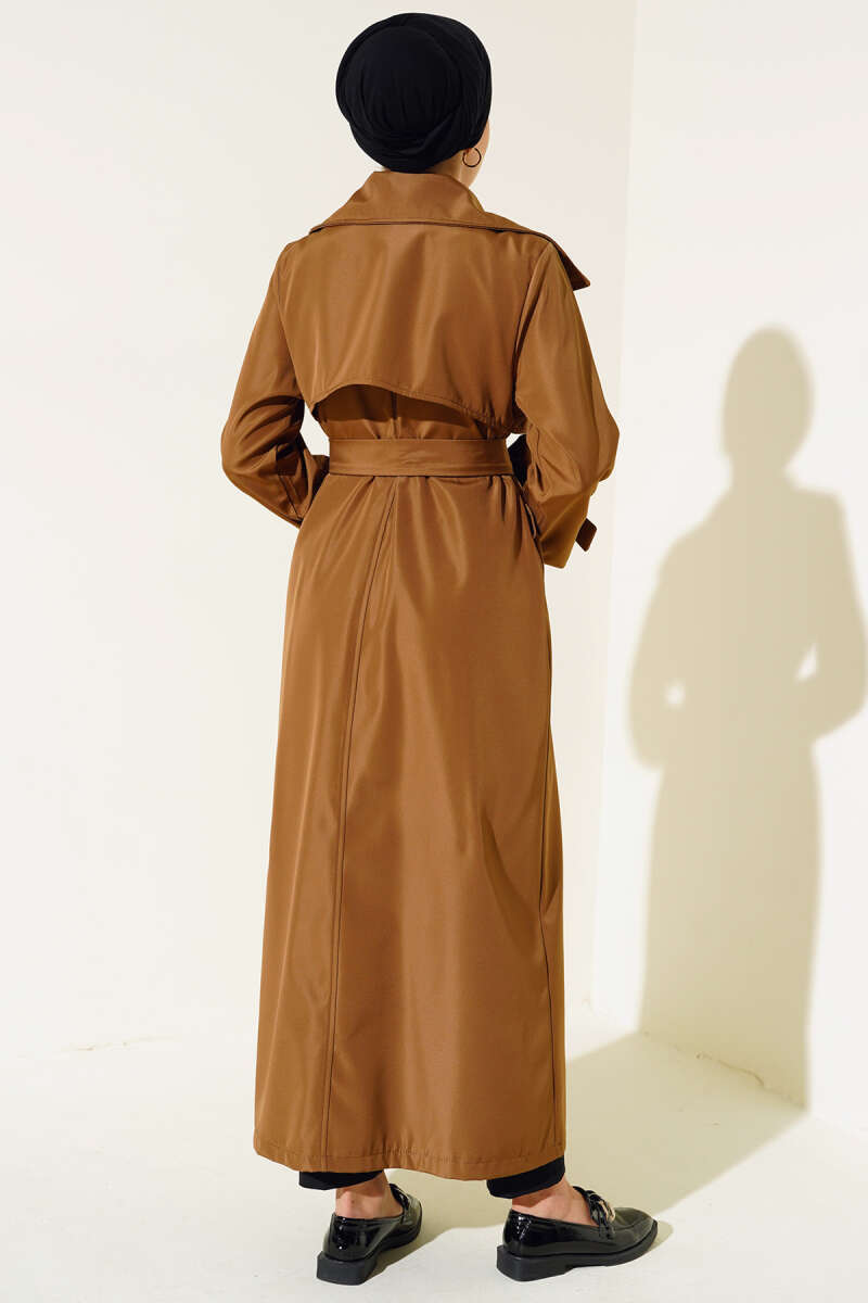 Buttoned Trench Coat - Tan