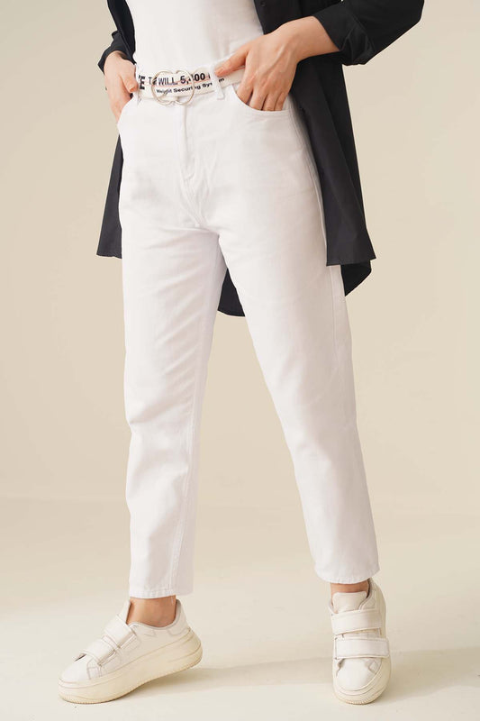 Plain Boyfriend White Pants