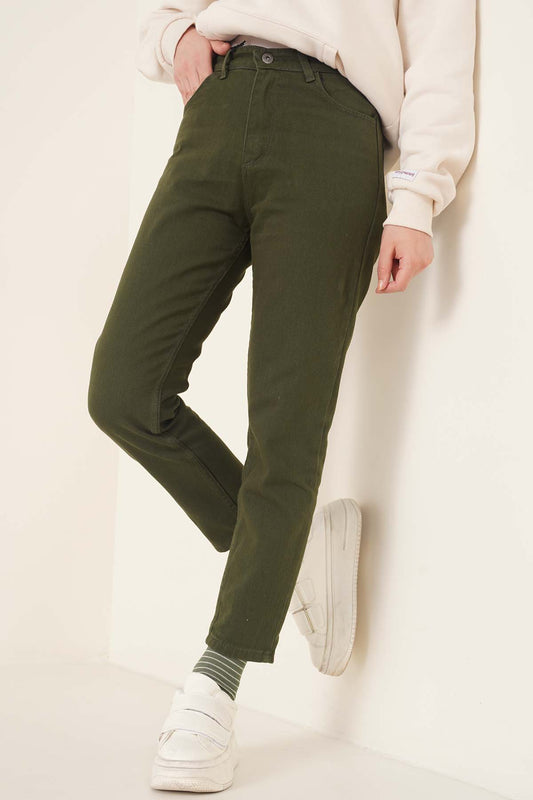 Plain Boyfriend Khaki Trousers