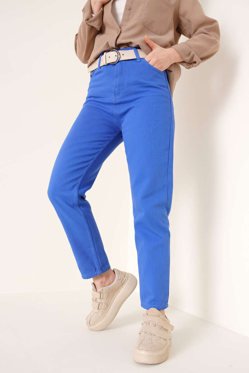 Plain Boyfriend Saxe Trousers