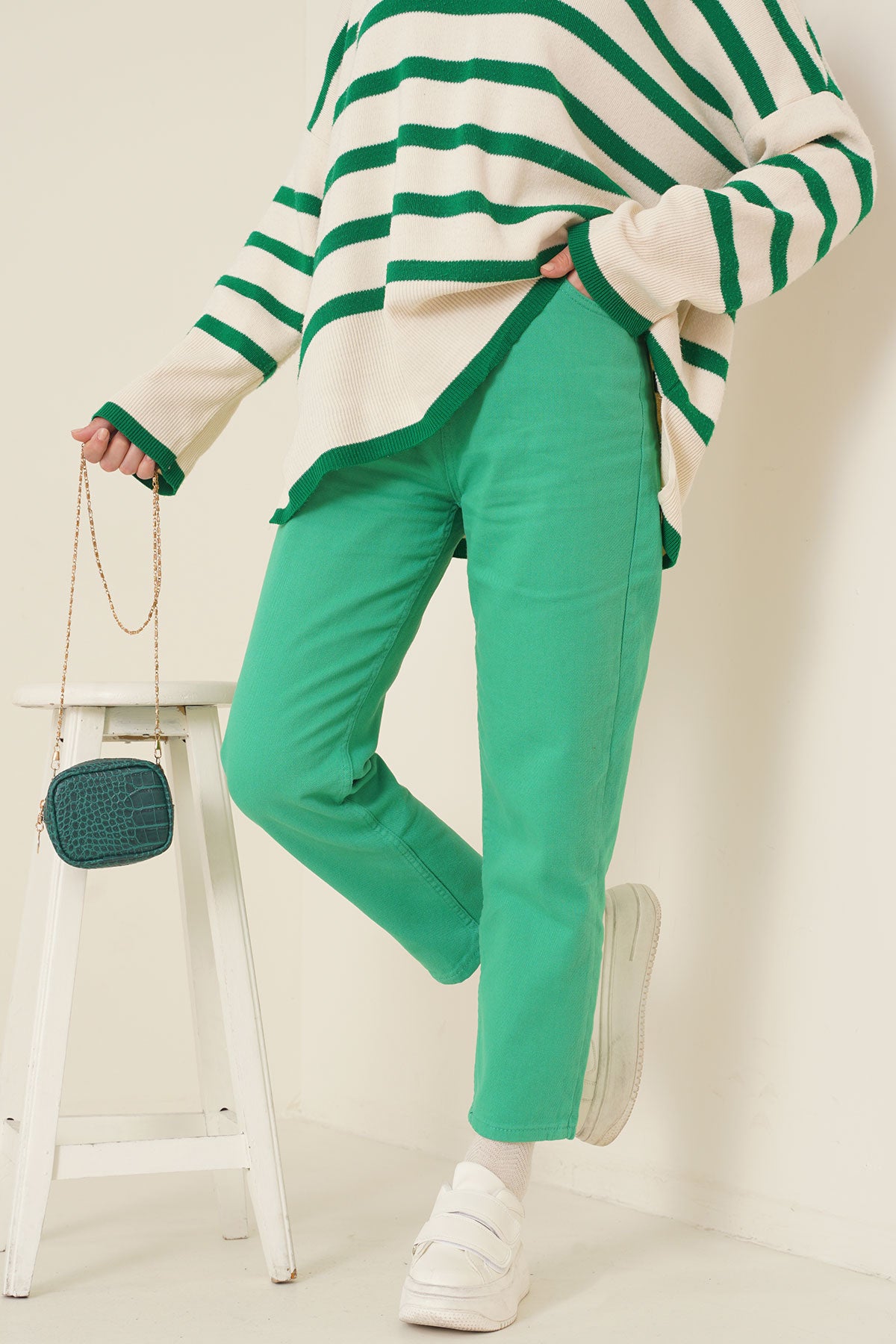 Plain Boyfriend Green Pants