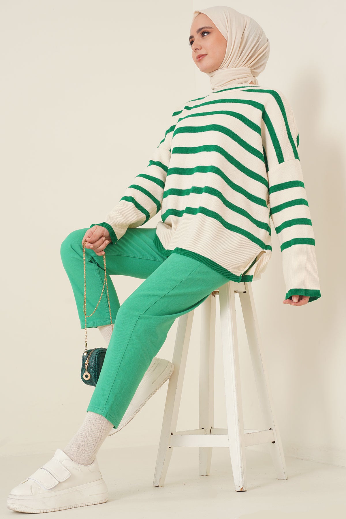 Plain Boyfriend Green Pants