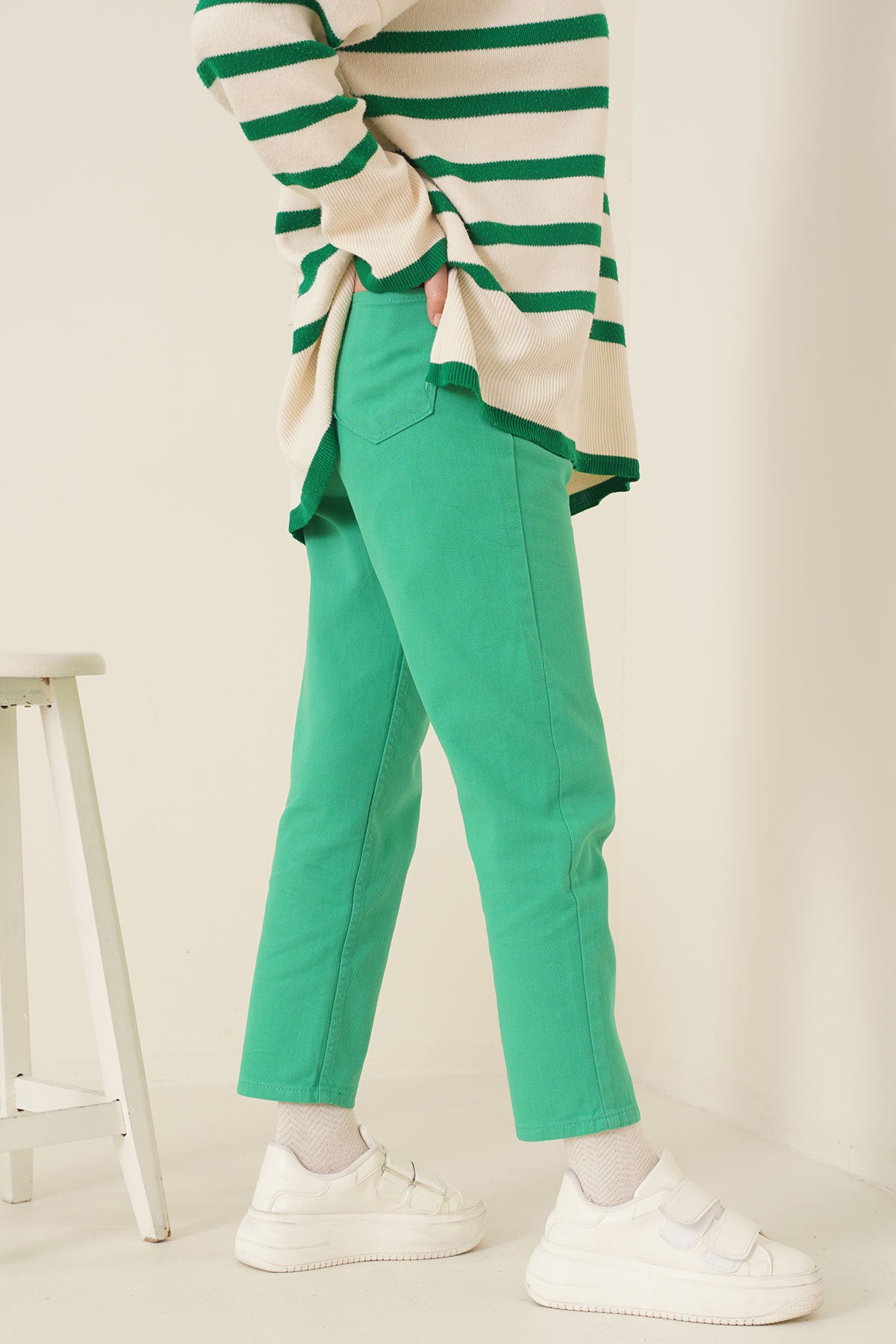 Plain Boyfriend Green Pants