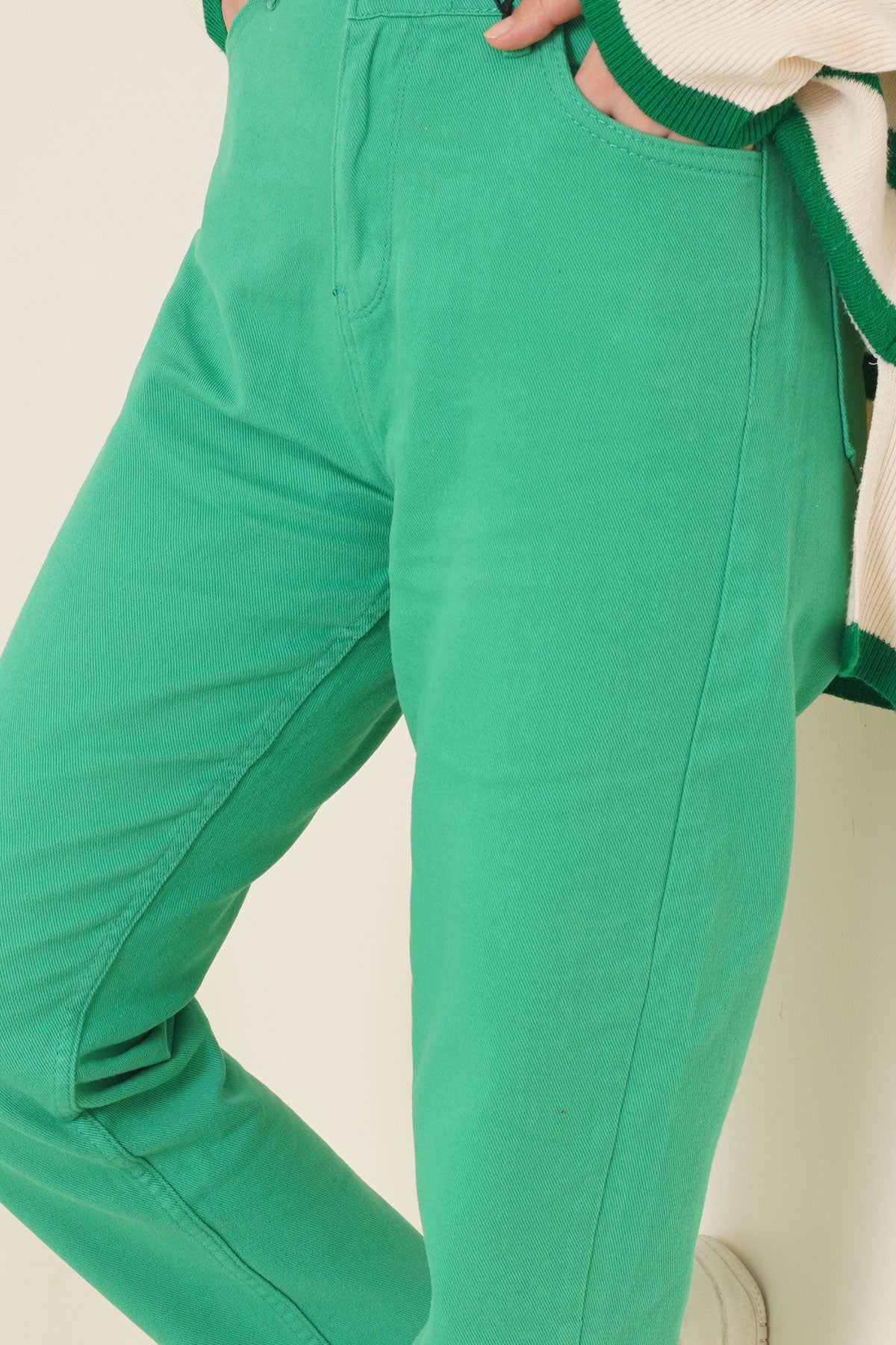 Plain Boyfriend Green Pants